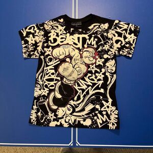 Black and white Popeye the Sailor Man graphic tee #PopeyeTheSailorMan